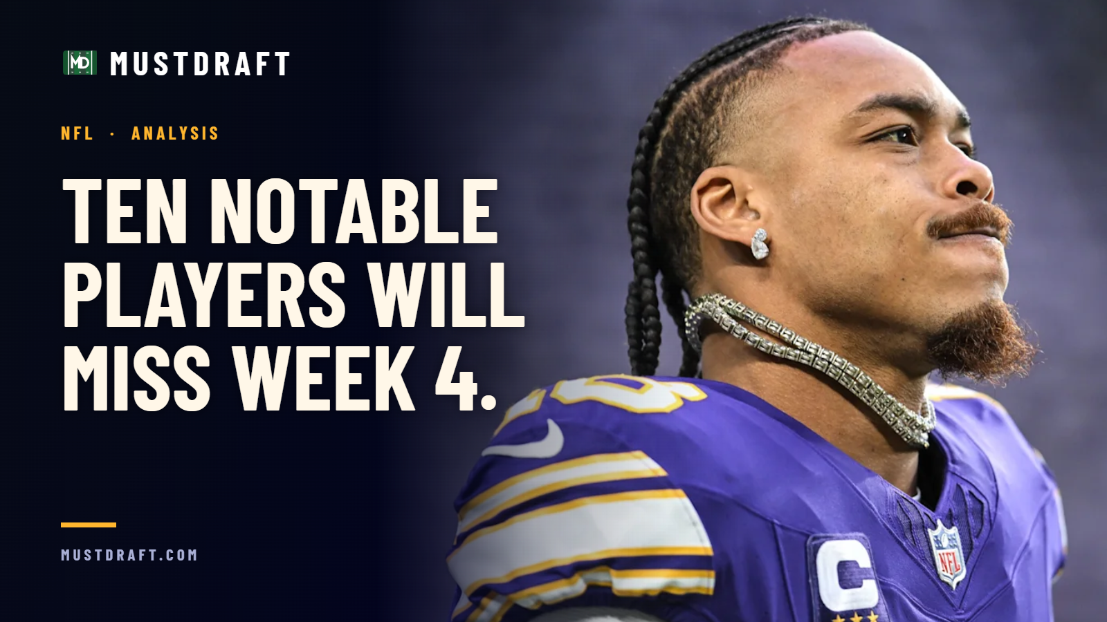 Ten notable players are missing Week 4, and four of the injuries will last well beyond Sunday.